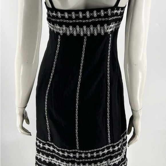 Ann Taylor Linen dress Sz 6 Black white embroidered. - Picture 5 of 6